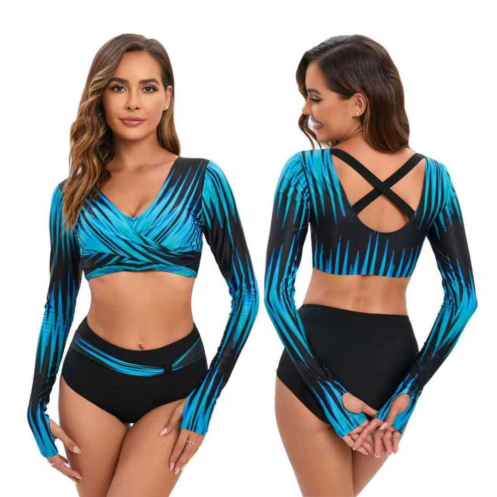 Combinaison de surf fendue à manches longues protection solaire maillot de bain pour femmes maillot de bain tendance combinaison de plongée