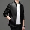 Leather Jacket Spring and Autumn Stand Collar Leather Jacket Men's Casual Middle-aged Dad Wear Sheepskin Leather Jacket