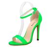 Sandali Sexy con Cinturino alla Caviglia Stampa Leopardo Tacco Alto Donna Punta Aperta Scarpe con Tacco Verniciate Scarpe da Festa