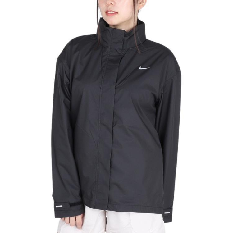 Nike Logo Zip Collar Long Sleeve Jacket Women jackets Black FZ4853-010