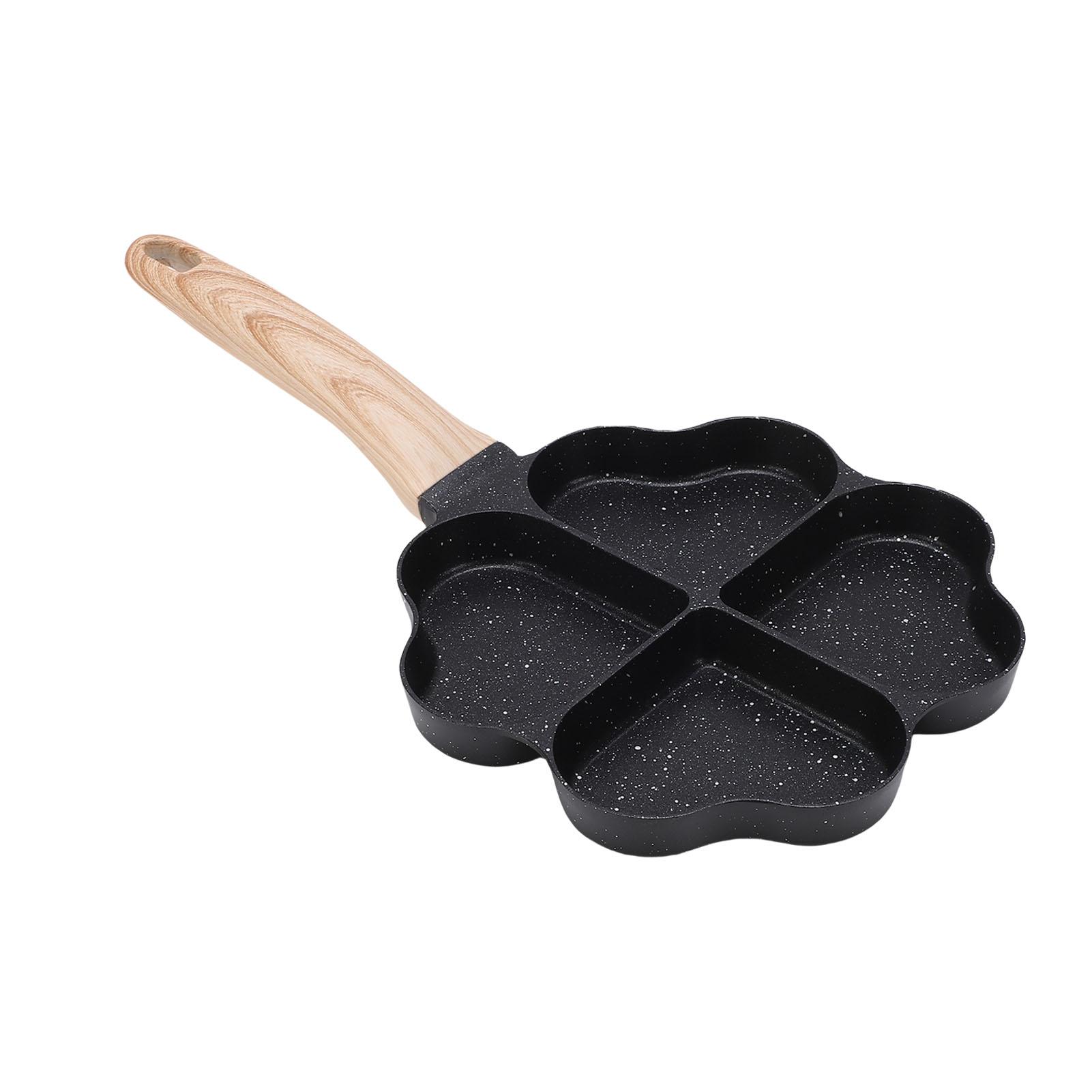 Neoglint Egg Omelette Pan 4 Cup Nonstick Omelette Skillet Breakfast Heart Shaped Divided Fry Pan Egg Cooker