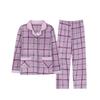 Pigiama in Cotone da Donna Primavera e Autunno Manica Lunga Indumento Esterno Servizio Casalingo Coreano Completo Camicia e Pantaloni a Manica Lunga