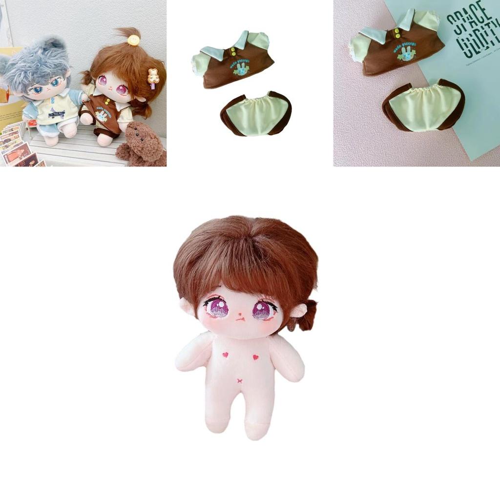 In-stock 20cm Cotton Doll Plush Toy Changeable Outfit With Lock Warm Shortcut Sweatshirt And Pants