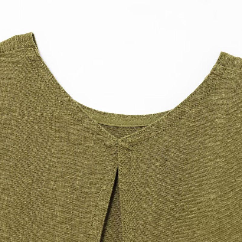 Kaslead New Women Clothes Western Style Fashion Simple Linen Midi Sleeveless Dress 2731072