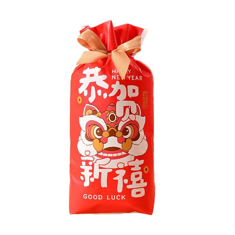 50Pcs 2026 Chinese Horse New Year Snowflake Crispy Candy Drawstring Nougat Bags Party Gift Packaging Supplies