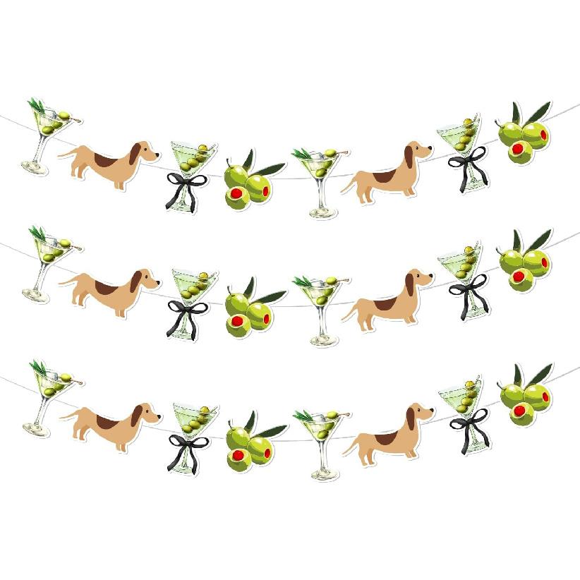 Weenies and Tinis Bachelorette Party Decorations 3Pcs Bow Dachshund Margarita Garland Banner Tini Bit Older Banner Decor for Martini Theme Birthday