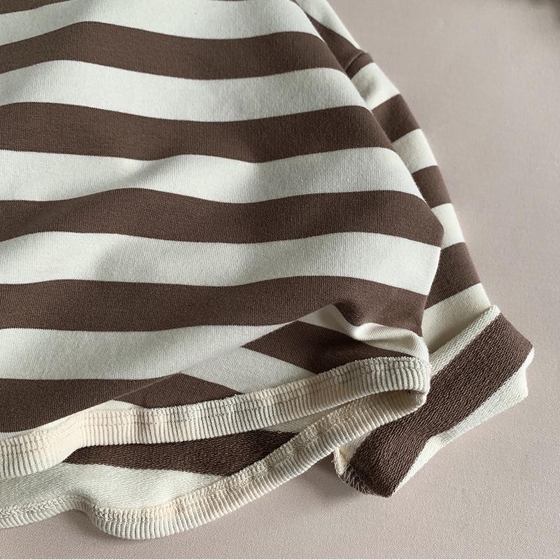 Korean Style Girls' Striped Long-Sleeve T-Shirt - Trendy Toddler Casual Top for Spring & Autumn 2025