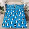 Set Copripiumino con Stampa di Pinguini ad Acquerello Set Biancheria da Letto 3 Pezzi Per Bambini Copripiumino Morbido Coperta Trapunta con 2 Federe