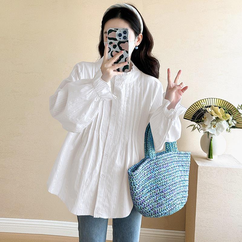 2026 Spring Maternity Stand Collar Top - Korean French Style L