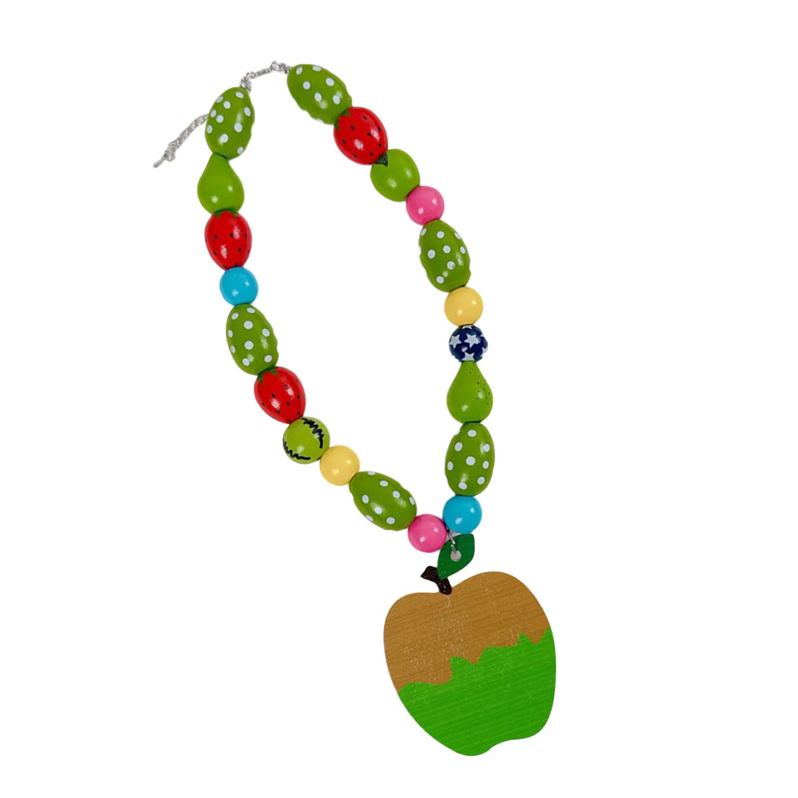 

Lightweight Comfort Apples Wood Bead Necklace Crafted for Dopamine Vibes Using Bright Colors Ideal for Everyday and Festive Outfit Enhancement зелёный
