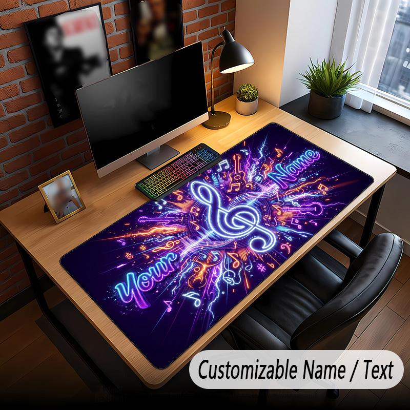 Music General Theme Custom Mouse Pad Personalized With Name Text Customized Desk Mat For Office Home Decor