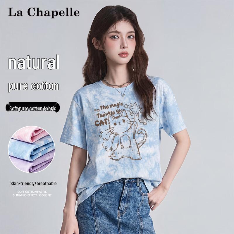 La Chapelle Women s Tie-Dye Magic Cat T-Shirt S