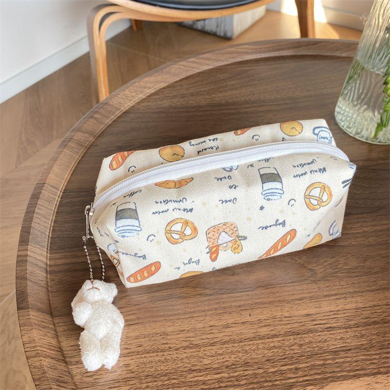 Simple Self-made Food Printed Pencil Case Cute Fresh Girlish Large-capacity Multifunctional Storage Bag Stationery Bag