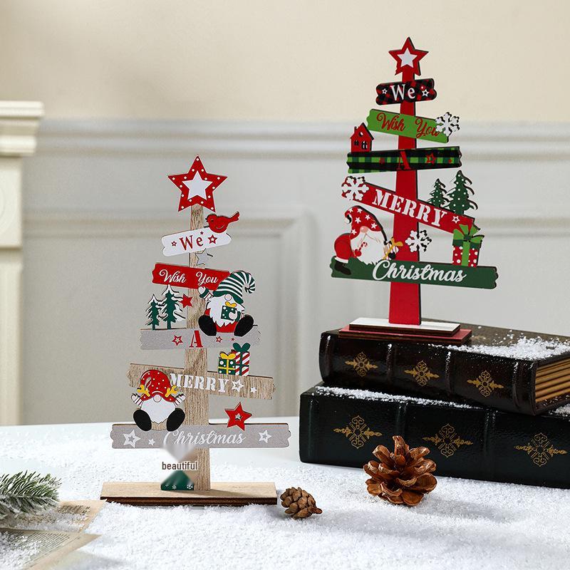 Christmas Tree-Shaped Wooden Letter Sign: Creative Desktop Decoration