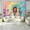 Gabby Dollhouse Wall Tapestry Aesthetic Wall Hanging Printed Fabric Blanket Decorative Tapestries for Bedroom Living Room Home Decor