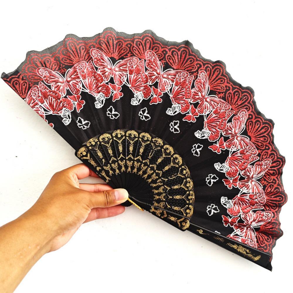Embroidered Folding Fan Hot Stamping Handheld Fan Gifts Hand Held Party Decoration