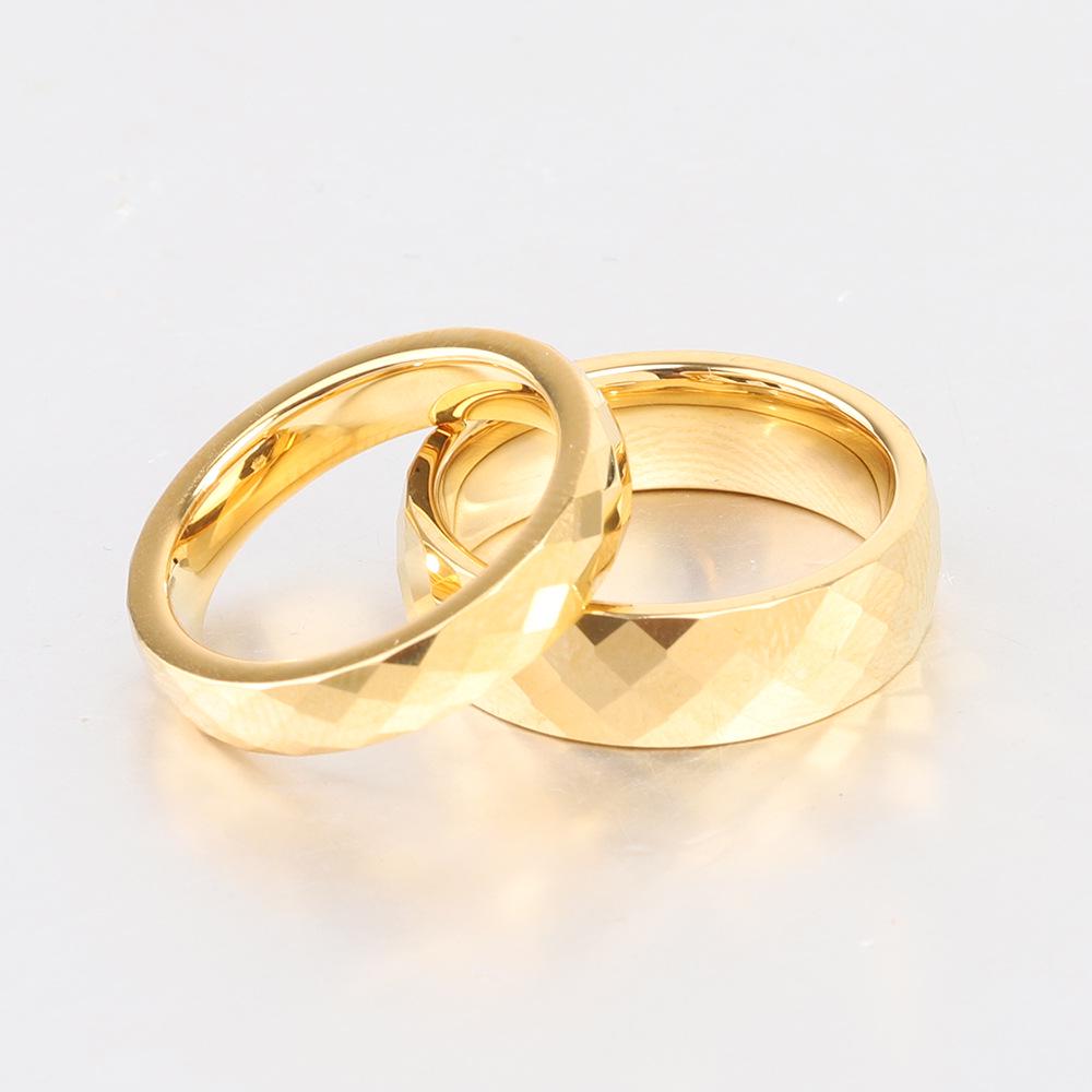 European American Ins New Tungsten Steel 4MM 6MM Faceted Polygon Rhombus Couple Rings