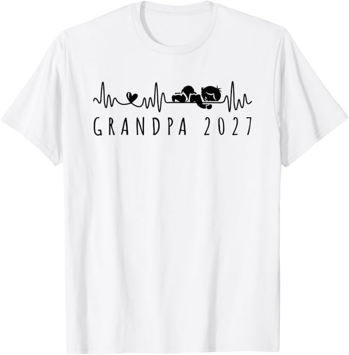 Future Grandpa 2027 Heartbeat Baby Announcement Surprise T-Shirt