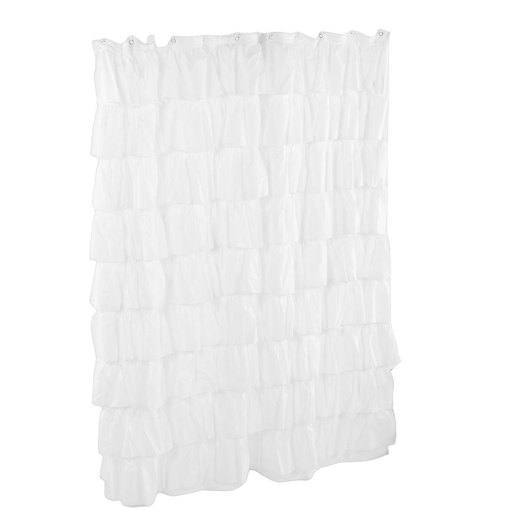 Shower Curtain 70 inch Boho Vintage Ruffle Bathroom Curtain with Hooks for Decoration