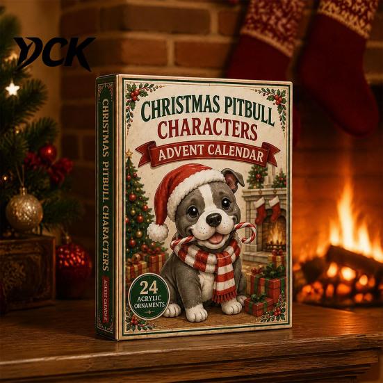 Holiday Countdown Toy Animal Advent Calendar 2026, 2D Christmas Box with Collectable Ornament Acrylic Dog Pendants, Festive Tree Hanging