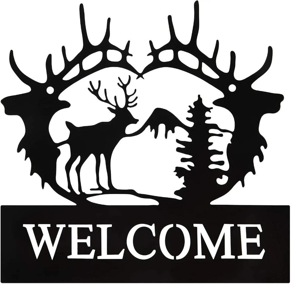 Deer Metal Wall Art Deer Pine Tree Wall Decor Metal Deer Welcome Sign Wall Decor Metal Wall Hanging