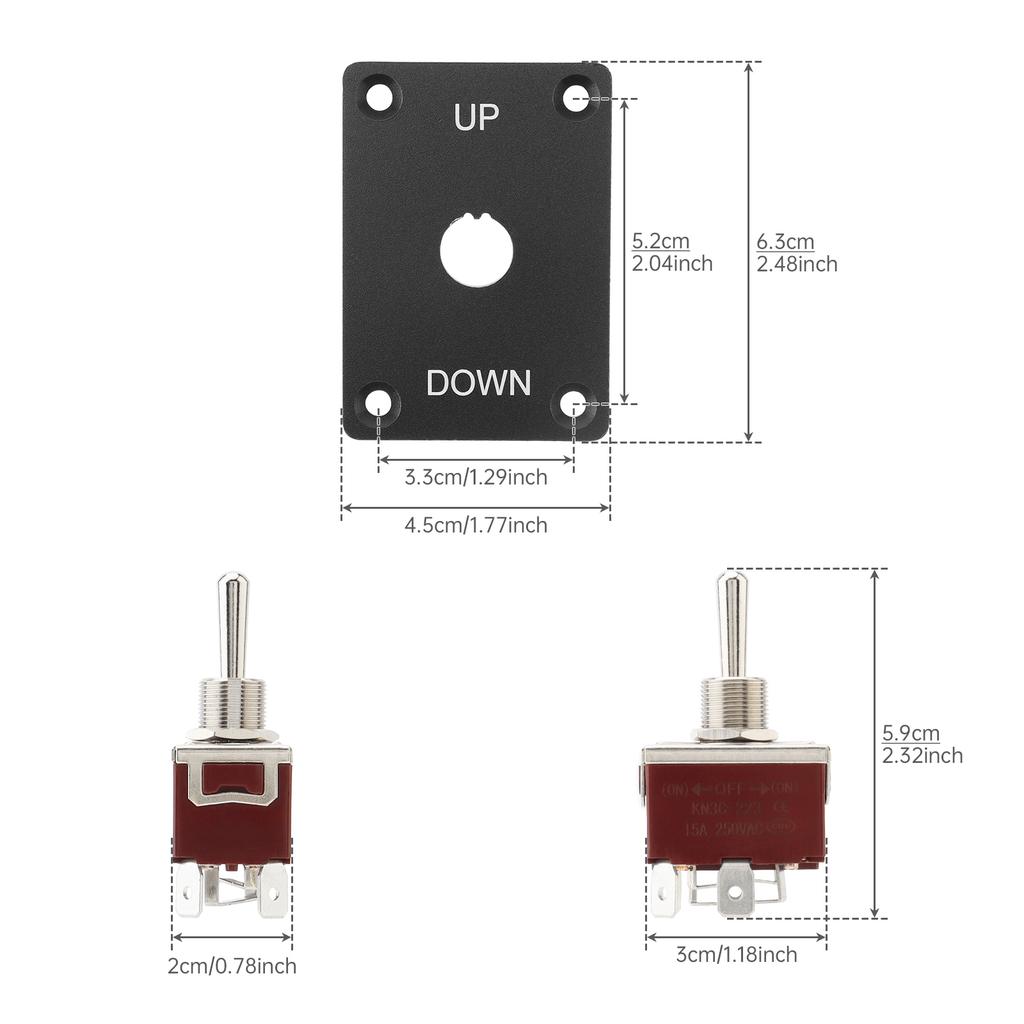 Wasserdichter Auto-Reset Boots-Wippschalter Kippschalter: AUF/AB Momentan 3-Positionen (EIN/AUS/EIN) für 12V/24V Motoren, Marine Kippschalter mit Platte