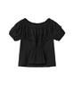 Yuupeu Frill Stripe Blouse - Black