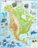 LARSEN North America Puzzle, Japanese Version, 66 Pieces, World Map, Educational Puzzle, Geography, Animals, Elementary School Students, Ages 6 and