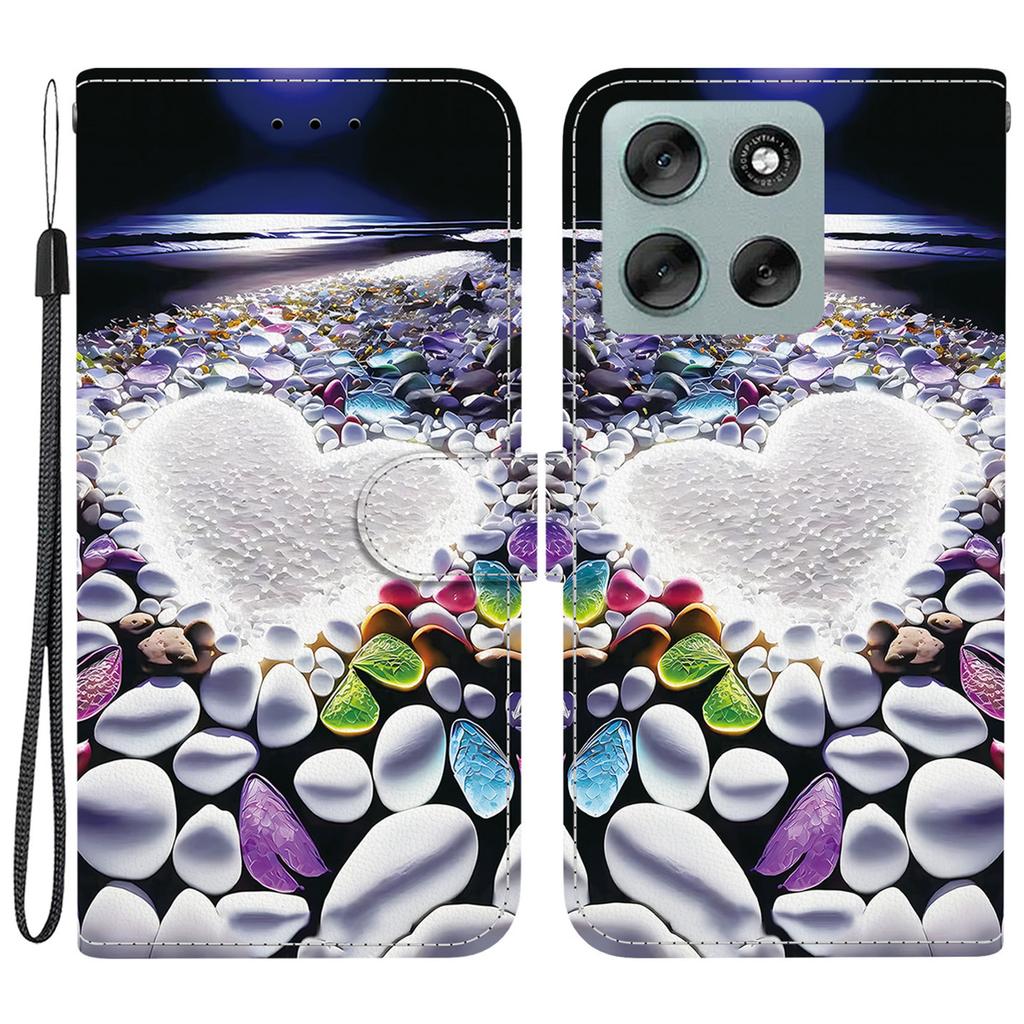 For Motorola Moto G56 5G Case Pattern Printing Anti-Drop Leather Flip Wallet Phone Cover with Lanyard