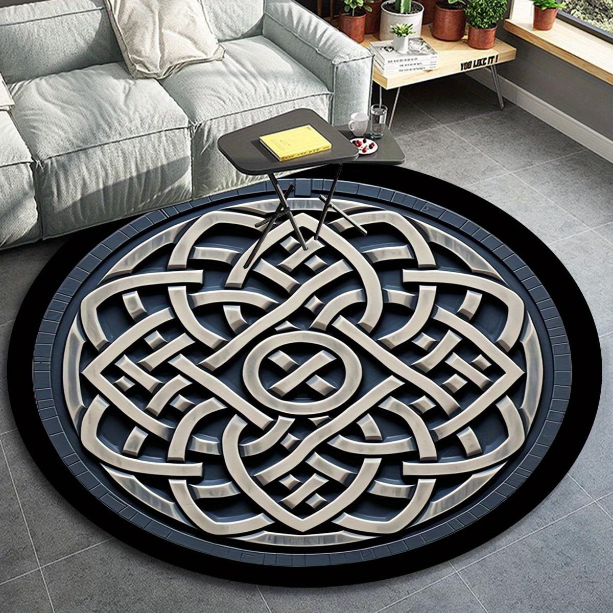 

1pc Retro Viking Pattern Round Floor Mat, Non-slip for Living Room Bedroom Chair Carpets Home Decor Gifts, Home Decor Room Decor Outdoor Dec 80cm by 80cm