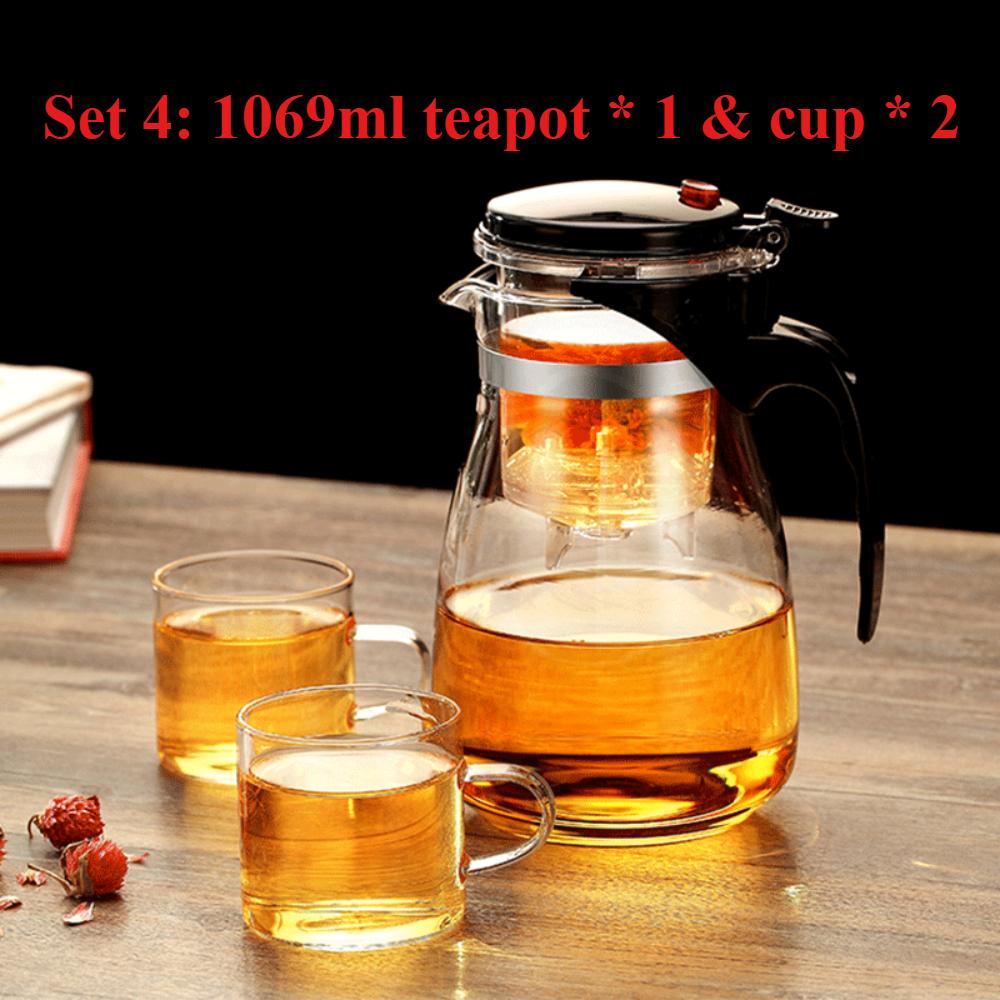 

798 мл-1868 мл стеклянный чайник пресс для фильтрации чая водоотделитель бытовой офисный фильтр чайник кунг-фу чайная утварь праздничные подарки Set 4