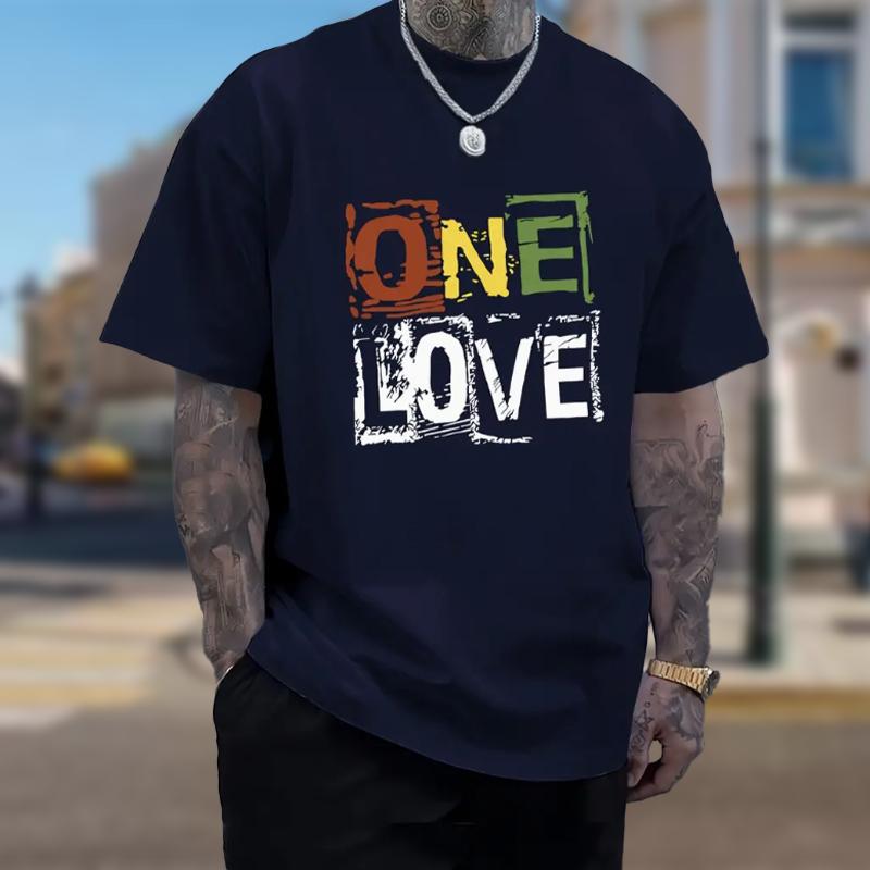 New Summer Men's Fashion T-shirt Personality Letter LOVE Printed Men's T-shirt Top