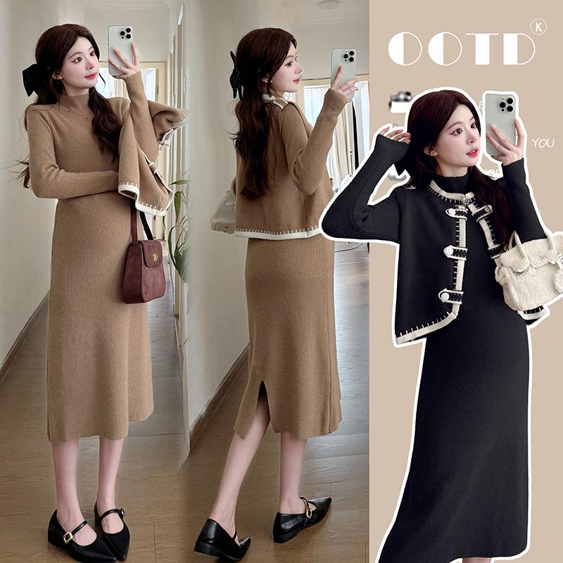Chic Maternity Slimming Knit Sweater Two-Piece Set XL
