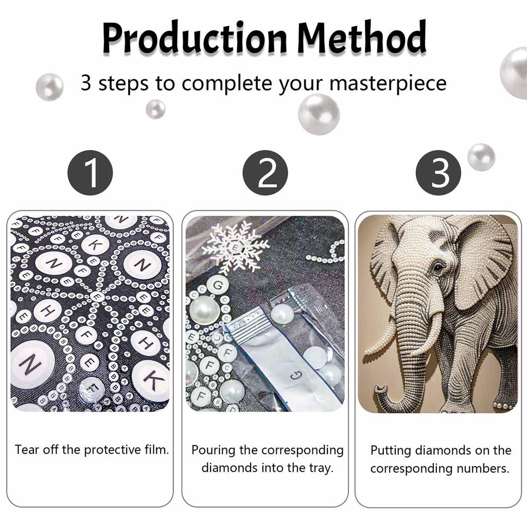 DIY Pearl Diamond Art Painting Kits for Adult and Beginners, Majestic Elephant Sparkling Painting Craft Home Wall Decor Handmade Gift