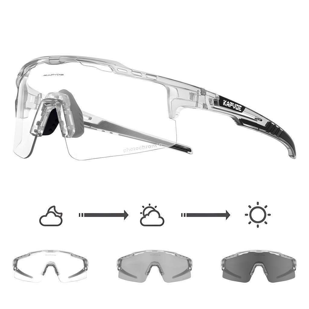 KAPVOE Photochromic Sunglasses Cycling Glasses for Men Women Cycle Eyewear Goggle Sports Speed Road MTB Mountain Bike Bicycle