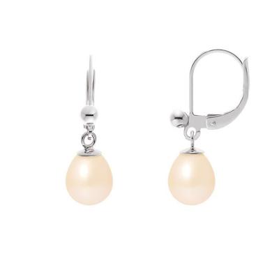 Earrings - - 7-8 Mm Pears - 925 Silver - Natural Pink - AAA+