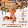 Hydraulic Lift Table Cart, 1100lbs Capacity 35.4" Lifting Height, Manual Single Scissor Lift Table with 4 Wheels and Non-slip Pad, Hydraulic Scissor