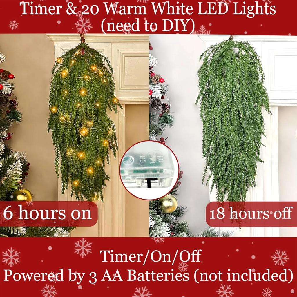 Christmas Artificial Green Plant Upside-down Tree Home Holiday Party Decoration Wall Hanging