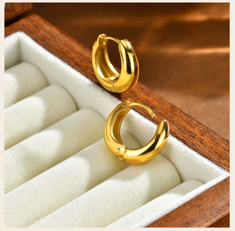 Minimalist Gold Color Hoop Earrings Stainless Steel Chunky Earrings for Women Girls Hypoallergenic Jewelry Aretes Mujer Trend