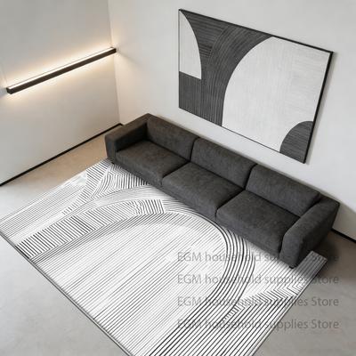 Modern Grey Luxury Rugs Geometric Home Decoration Bedroom Lines Bedside Carpet Washable Antiskid Customizable Floor Mat Lounge
