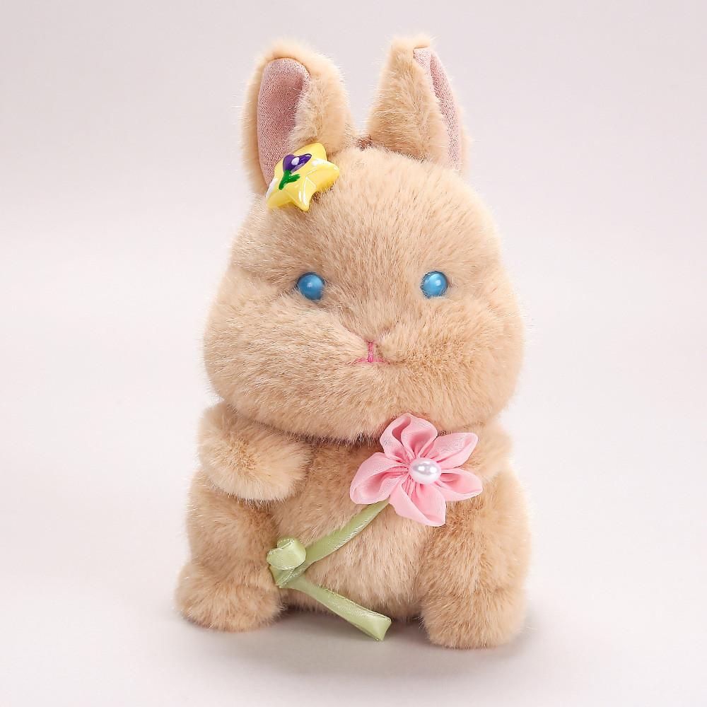 Plush Snowball Bunny Handheld Stress Relief Toy With Glasses For Kids And Adults