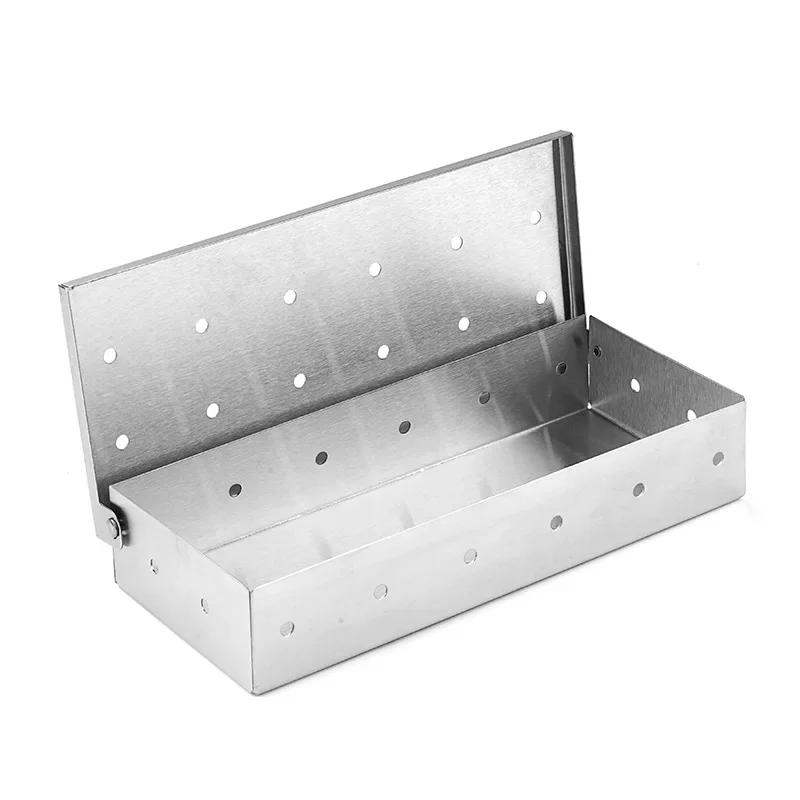 

1pcs Stainless Steel Smoked Box Barbecue Sawdust Smoked Box Adds Smoked Barbecue Flavor To Gas Or Charcoal Grills Hot Sale светло-серый