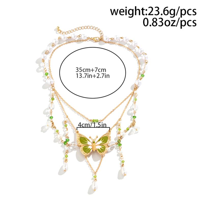 Green Butterfly Necklace Asymmetric Butterfly Choker Fairycore Necklace Green Fairy Necklace