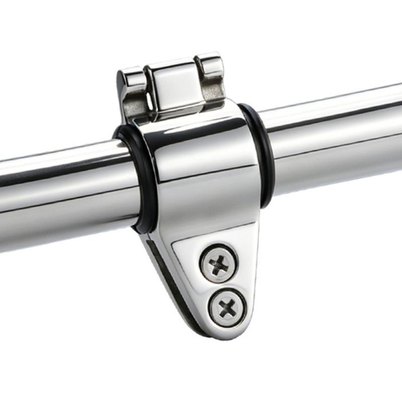 Marine Hardware Clamp for Boat Bimini Top Support, Stainless Steel Screw Lock Fitting with Protective Liner Sleeve