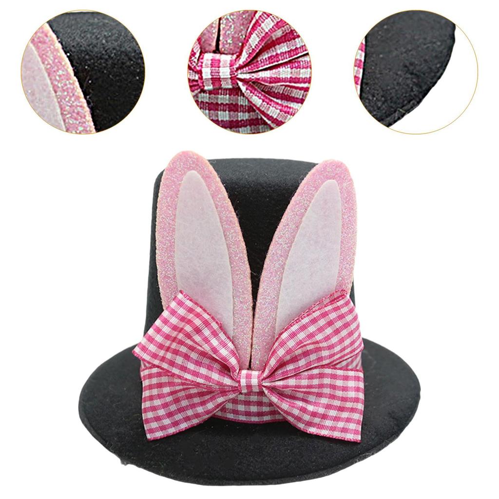 Top Hat Hair Clip Dress Up Headdress Photo Prop Plaid Bow Easter Hair Accessory for Halloween Masquerade Holiday Party Supplies