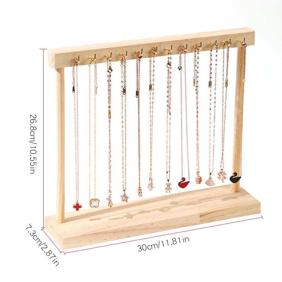 1pc, Solid Wood Necklace Hook Display Stand