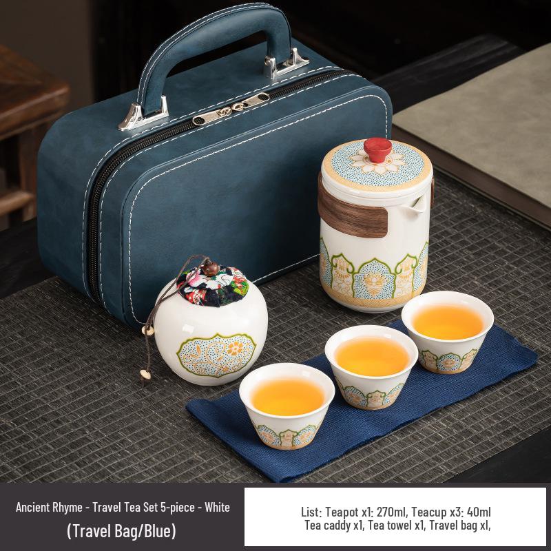 Portable Kung Fu Tea Set for Travel, Camping, and Business Gifts with Logo