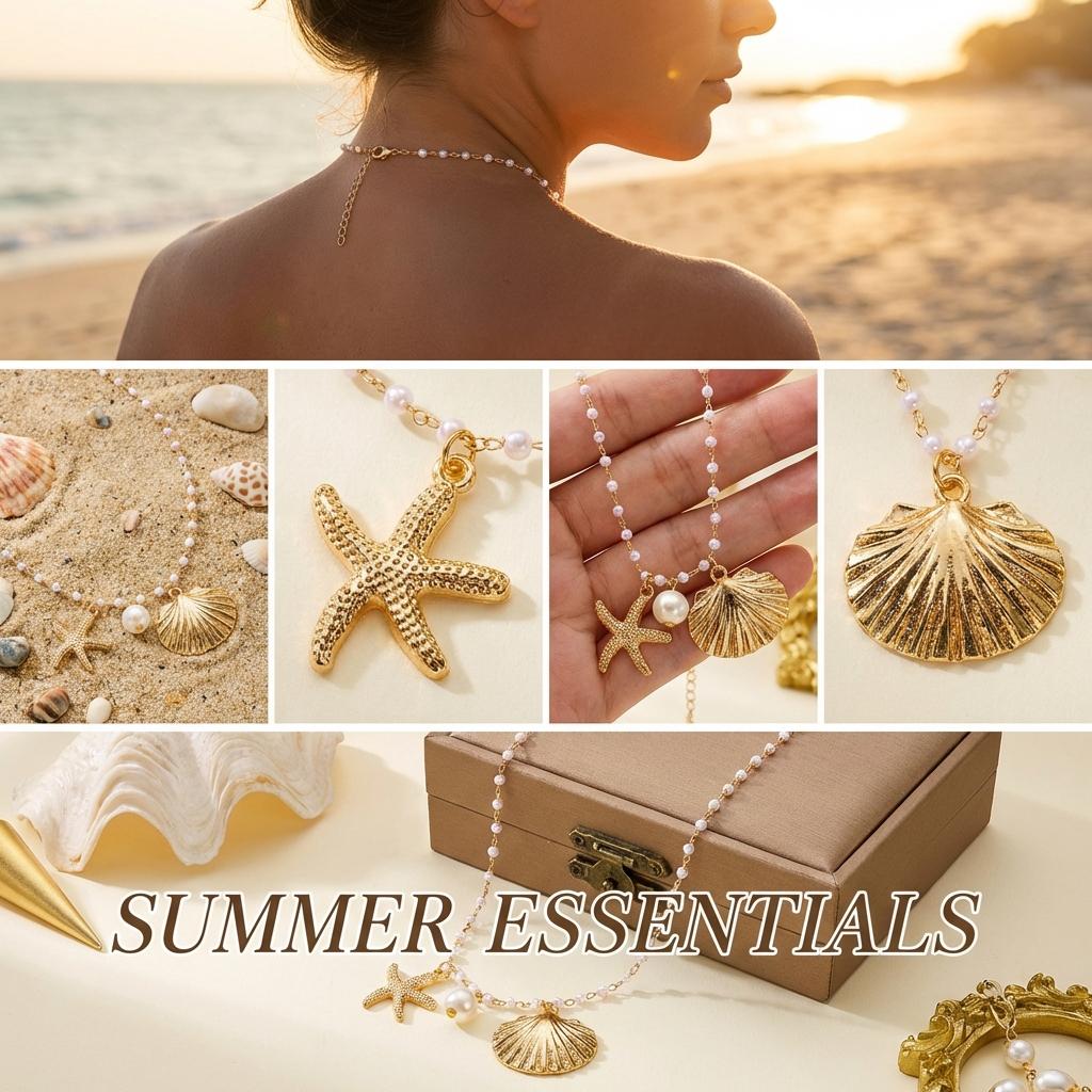 Bohemian Starfish Shell Pendant Necklace For Women Trendy Summer Imitation Pearl Chains Choker Beach Party Neck Charm Jewelry