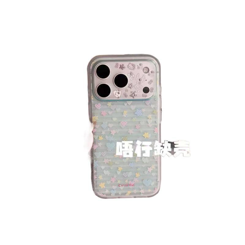 Fresh Mint Green Color Star Love Skin Scrub for Apple 17promax1615 Anti-drop Mobile Phone Case