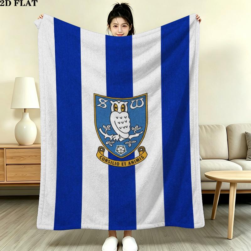 Sheffield Wednesday Druck Flanelldecke, Hohe Qualität, Bequem für alle Jahreszeiten, Heimdekoration, Wärme und Komfort, Perfekt für Weihnachtsgeschenke